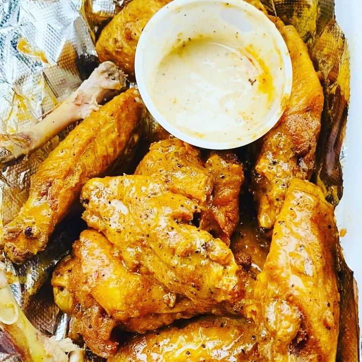Wings sauced with Smackin Jacks HOT
